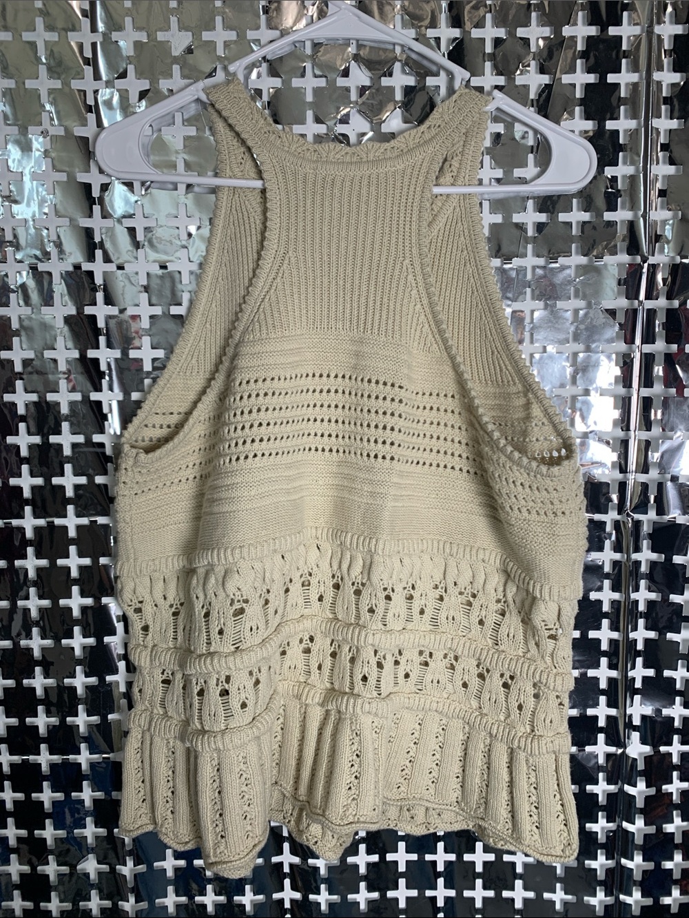 LOFT Cream Crochet Halter Knit Top - Picture 5 of 5